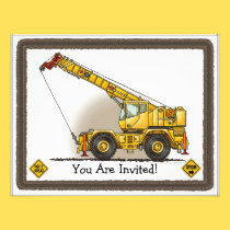 Crane Construction Kids Party Invitation invitations