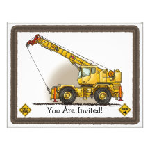 Crane Construction Kids Party Invitation