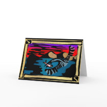Crane digital woodcut Greeting Card