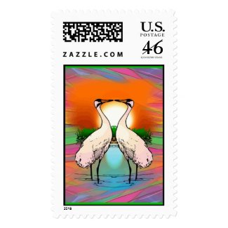 Crane Love Postage Stamps stamp
