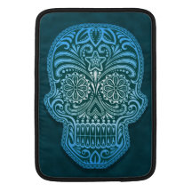 Cráneo azul decorativo del azúcar fundas MacBook