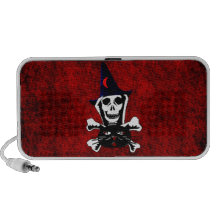 Cráneo, bandera pirata, y gato mp3 altavoz