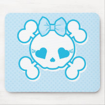 Cráneo femenino azul Mousepad