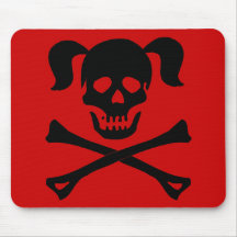 Cráneo negro y bandera pirata con las coletas tapete de ratones