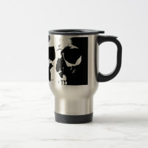 Cráneo negro y blanco taza