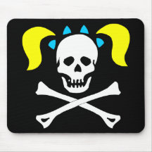 Cráneo y bandera pirata con las coletas alfombrilla de ratones