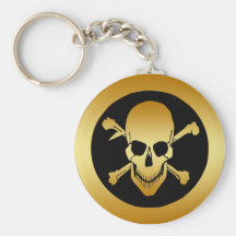 CRÁNEO Y BANDERA PIRATA DEL ORO LLAVERO PERSONALIZADO