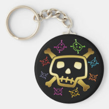 CRÁNEOS COLORIDOS Y BANDERA PIRATA LLAVEROS