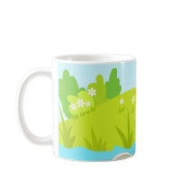 Cranes in pond mugs