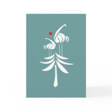 Cranes in tree blue Christmas Card card
