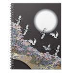 Cranes, moon and pines notebook