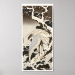 Cranes on a Pine Tree, Hokusai, 1832 Posters