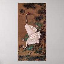 Cranes, Watanabe Shuseki (渡辺秀石) Poster