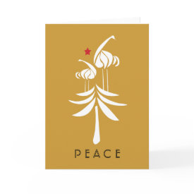 Cranes (white) gold background Christmas Card card