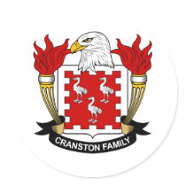 Cranston Family Crest stickers by coatsofarms Cranston Family Crest stickers
