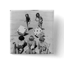 Craps in the Sand, 1940s Pinback Button