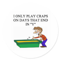 craps shooter casino gambler round stickers
