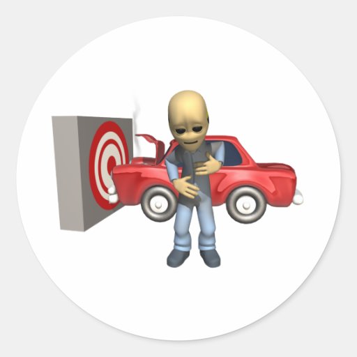 Crash Test Dummy Round Stickers