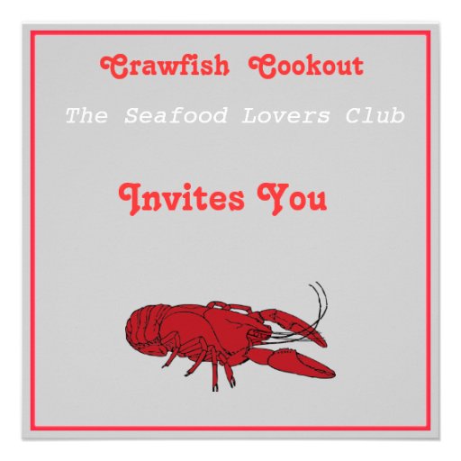 Craw fish cookout personalized invites