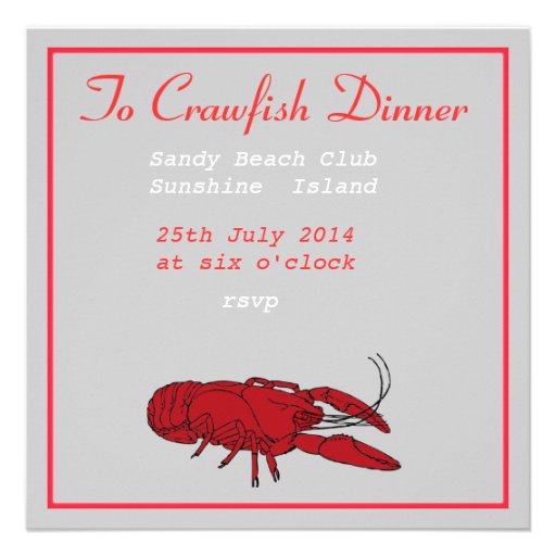 Craw fish cookout personalized invites