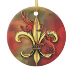 Crawfish & Alligator Fleur de Lis Christmas Tree Ornament