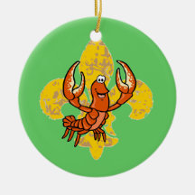 Crawfish Fleur De Lis Christmas Ornaments