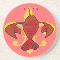 Crawfish Fleur De Lis coasters