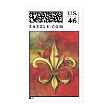 Crawfish Fleur-de-lis Postage Stamps