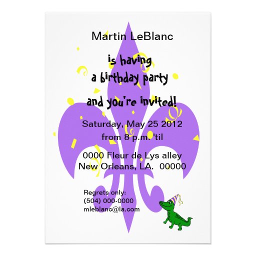 Crawfish Fleur de Lys Party Invitation