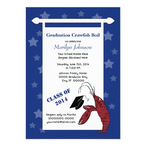Crawfish / Lobster Stars Graduation Invite