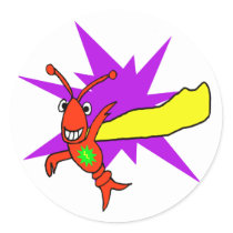 Crawfish (Lobster) Superhero Round Stickers