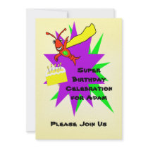Crawfish Superhero Kid's Birthday Invitation