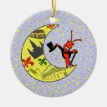 Crawfish Top Hat Crescent Moon Christmas Tree Ornament