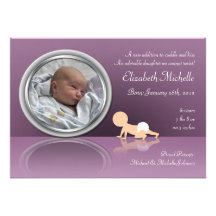 Crawling Baby Reflection Birth Announcements