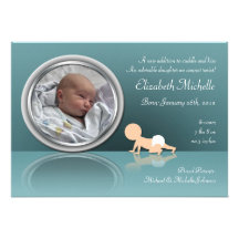 Crawling Baby Reflection Birth Announcements
