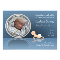 Crawling Baby Reflection Birth Announcements