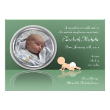 Crawling Baby Reflection Birth Announcements