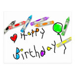 Crayon Birthday Greeting Post Cards