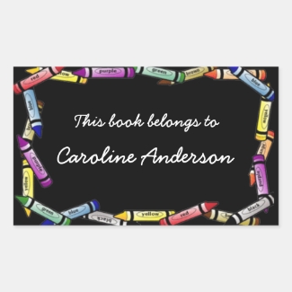 Crayon Border Bookplate Sticker