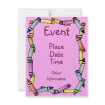 Crayon Border Custom Invites