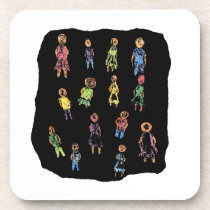 Crayon Colorful male and female figures random aga Drink Coaster