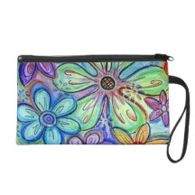 Crayon Flowers Wristlet Clutches