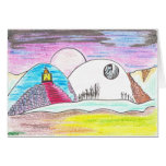 Crayon Moonlight Greeting Cards