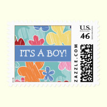 Crayon Sketch Baby Announcement Stamp (blue) stamps