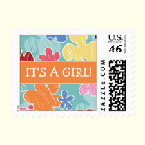 Crayon Sketch Baby Announcement Stamp (orange) stamps
