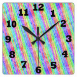 Crayon Stripes Square Wall Clock