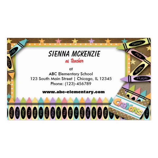 Crayons Business Card Template (front side)