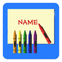 Crayons Color My Name Blue Sticker