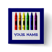 Crayons Cute Blue Name Button Template