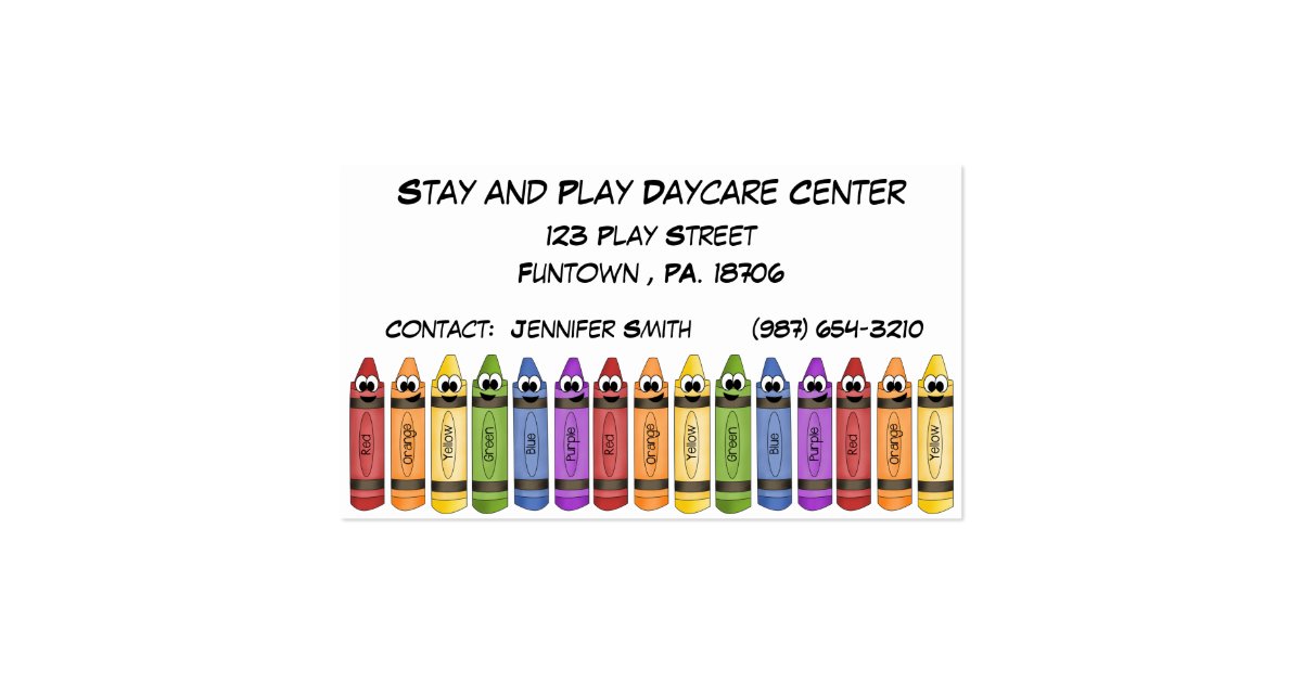 Crayons Daycare Center Business Card Zazzle